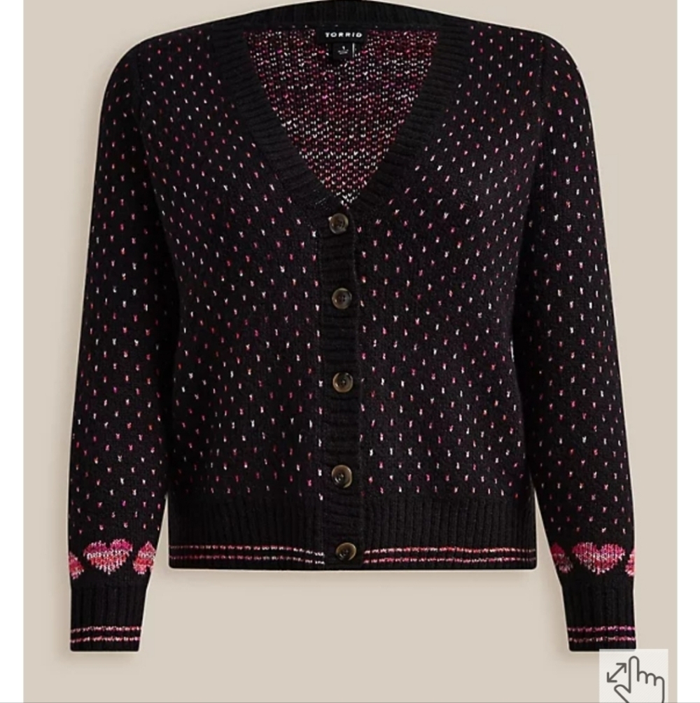 🆕️🩷HEART CARDIGAN DROP SHOULDER V-NECK BUTTON FRONT SWEATER🩷